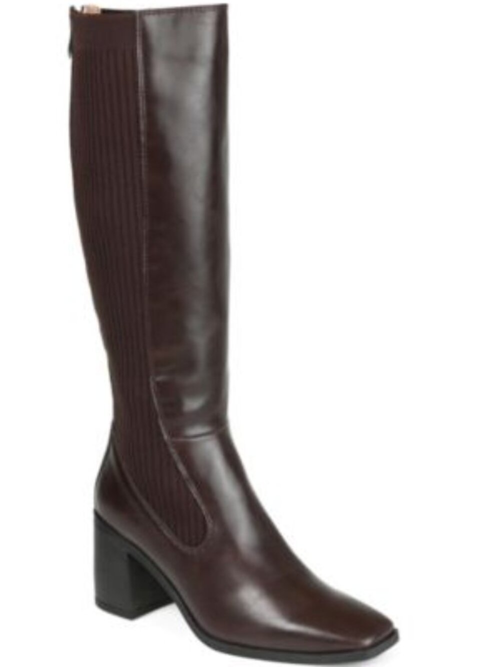 Journee Womens Winny Extra Wide Calf Stacked Heel Knee High Boots - Brown